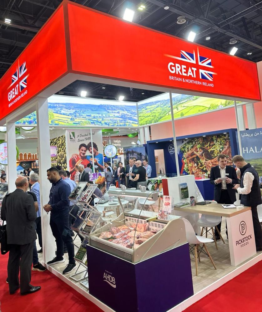Trade stand at an expo displaying Great Britain branding